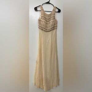Vintage Alyce Designs Women Sleeveless Beaded Silk Maxi DressSize2 Wedding Guest
